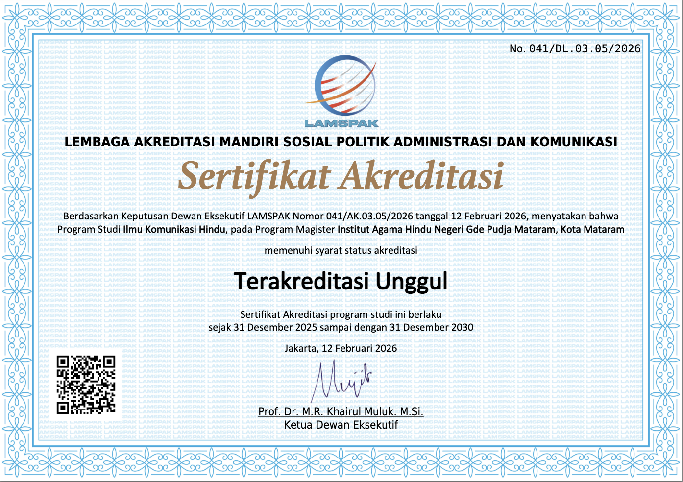 PIKOM-HI Sukses Antarkan Prodi S2 Ilmu Komunikasi Hindu Raih Akreditasi Unggul